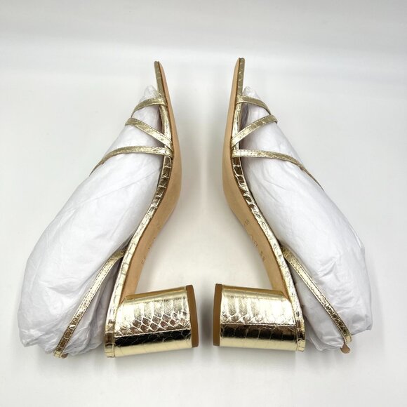 Via Spiga Womens Size 9.5 Roslyn Platino Gold Leather Dress Sandals Heels Shoes - Picture 7 of 12